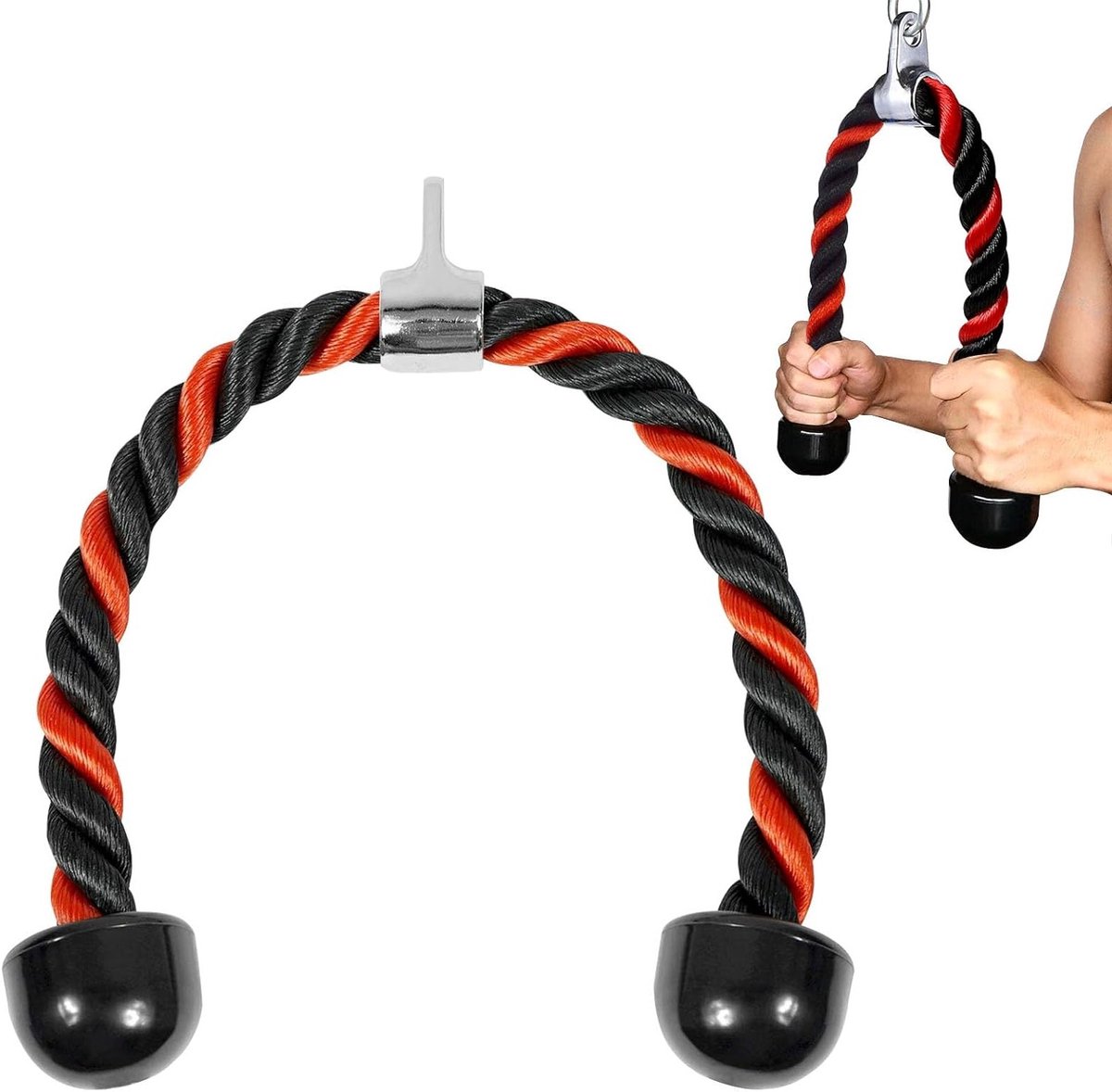 Triceps Touw voor Krachttraining, Nylon Handvat, Kabelbevestiging voor Thuis en Sportschool, Versterk je Bovenlichaam en Triceps