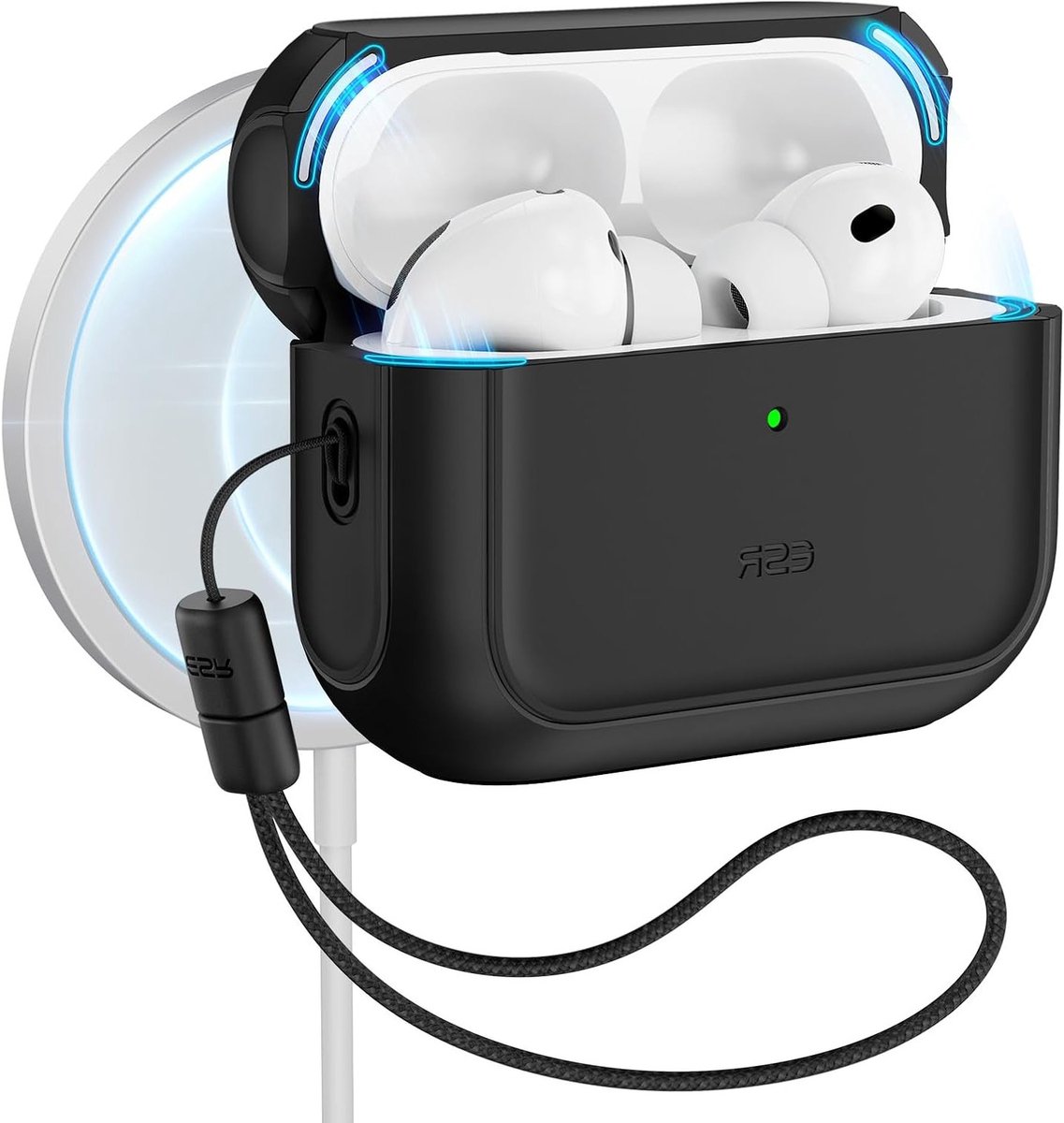 Beschermhoes voor AirPods Pro 3 - Geschikt voor 3e Generatie (2025), MagSafe Compatibel, Volledige Valbescherming met Koord, Zwart
