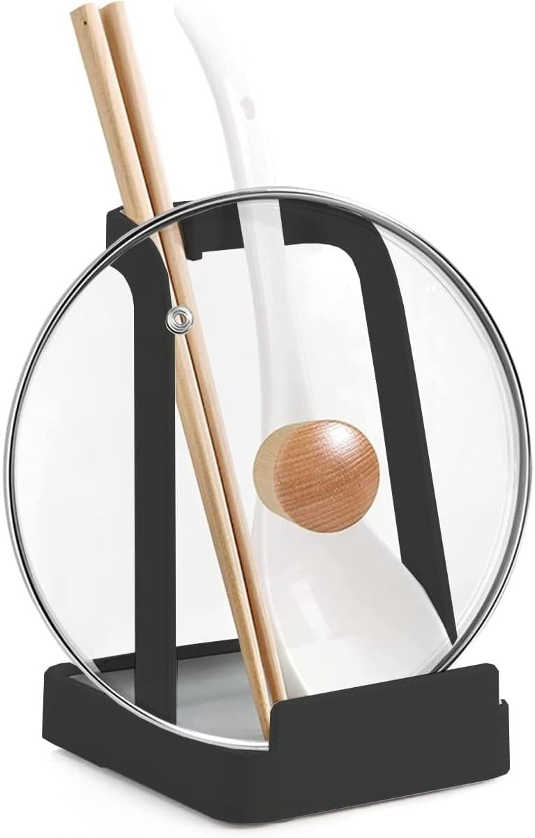 Dailygoods - Lepelhouder - Dekselhouder - Stevig en praktisch - Zwart - Metaal - Ideaal voor kookgerei - Geschikt voor elke keuken - Multifunctioneel