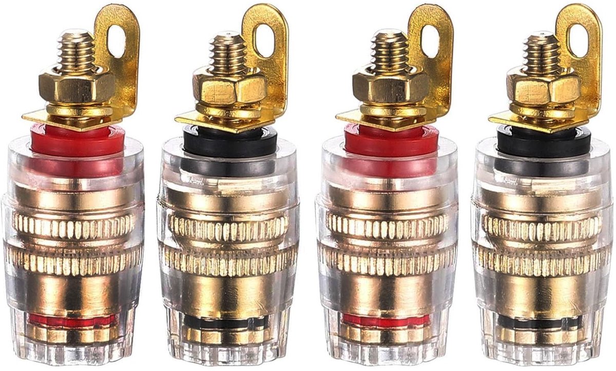 RUNCCI-YUN 4PCS Speaker Clamp Binding Post - 4mm Banana Plug Connector