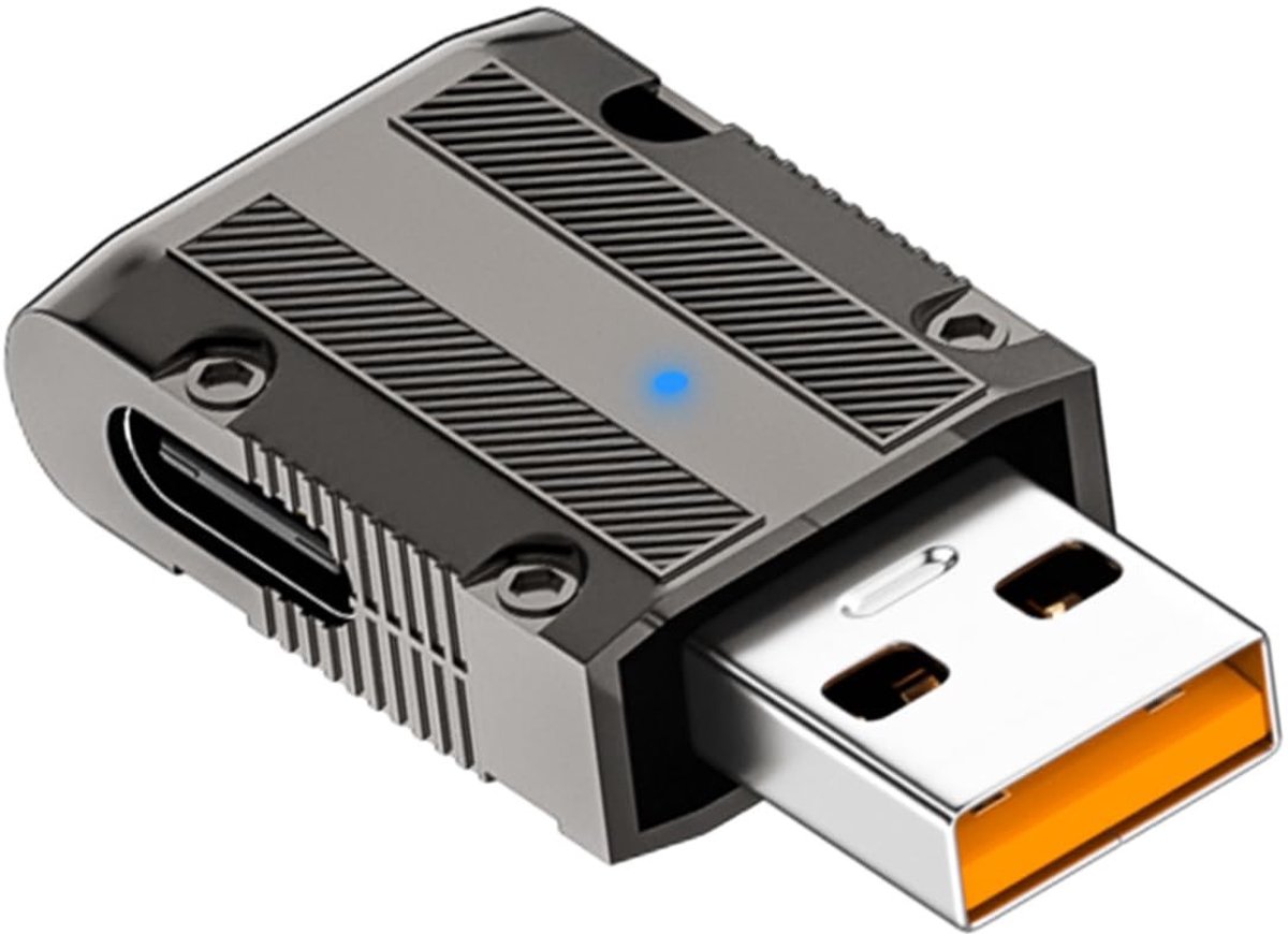 Livia home - USB 3.1 naar Type C Hoek 90° - 10 Gbps Adapter - Mecha Stijl - Geschikt voor PC en Laptop - LED Indicator - Metalen Aansluiting