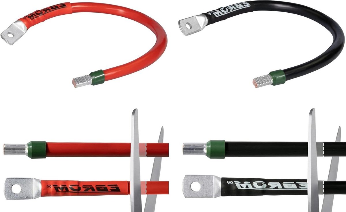 Batterijkabel rood zwart - Accukabel stroomkabel - Stroomvoorziening voertuigen - Hoge stroomsterkte - 35 mm² 40 cm - Rood