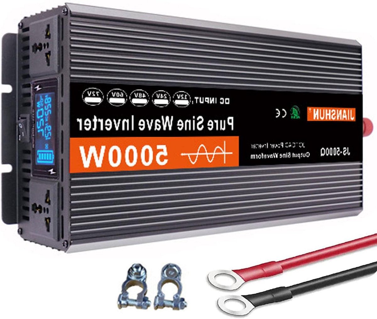 Zuivere Sinus Omvormer - DC naar AC - Mobiele Energie - Intelligent LCD - 5000 Watt - Zilver