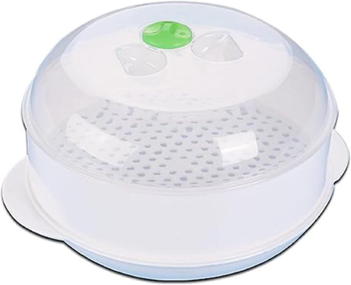 Magnetron Stoompan - Rijstkoker - Snel Koken - Transparant Deksel - 21 x 21 x 12 cm - Wit