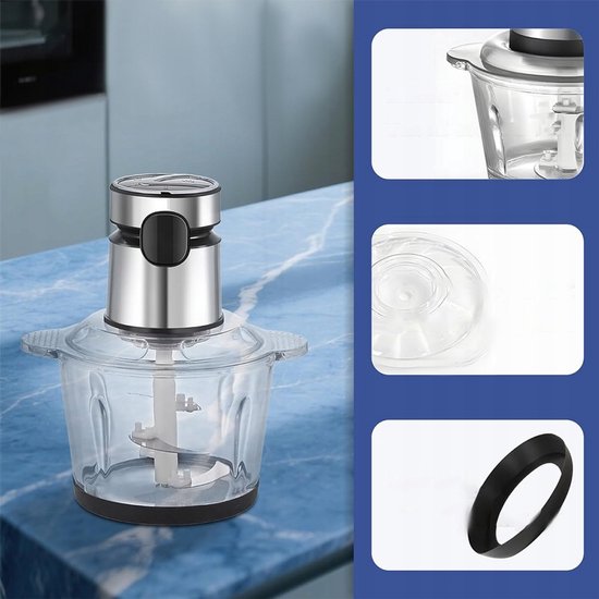 Vleesmolen - 200W Elektrische Vleesmolen - 3 Snelheden & Digitale Timer - 1.75L Borosilicaat Glas - Oververhittingsbeveiliging - RVS Mes & Vaatwasser - Voor Vlees & Groenten — afbeelding 5