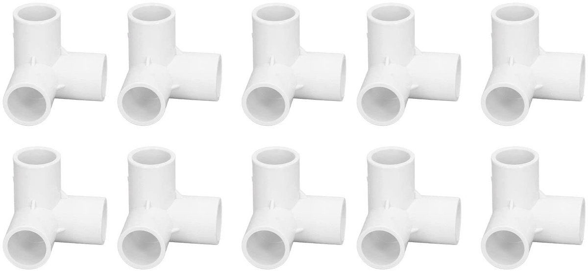 Buisfittingen 3-weg - T-stuk connector - Structuren bouwen - Meubelkwaliteit PVC - 20 mm binnendiameter - Wit