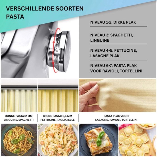 Pastamachine Handmatig RVS met Pasta Droogrek - voor spaghetti & lasagne van Merkloos — afbeelding 4