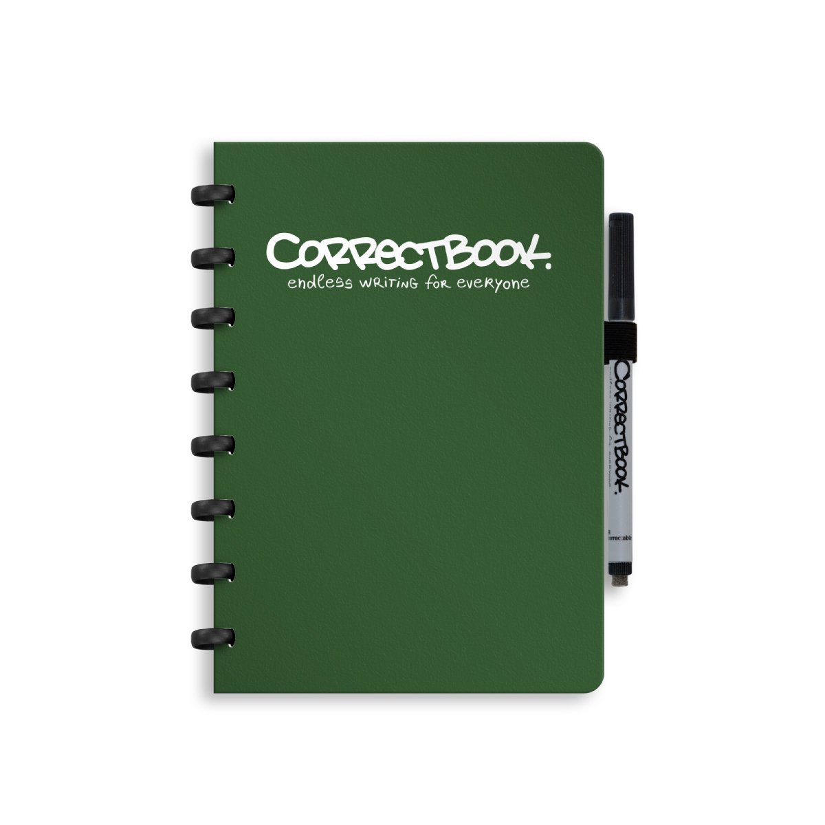 Correctbook A5 Uitwisbaar Notitieboek – Forest Green – Gelinieerd – Herbruikbaar schrift – Inclusief pen & wisdoekje – Aanvulbaar met extra pagina’s