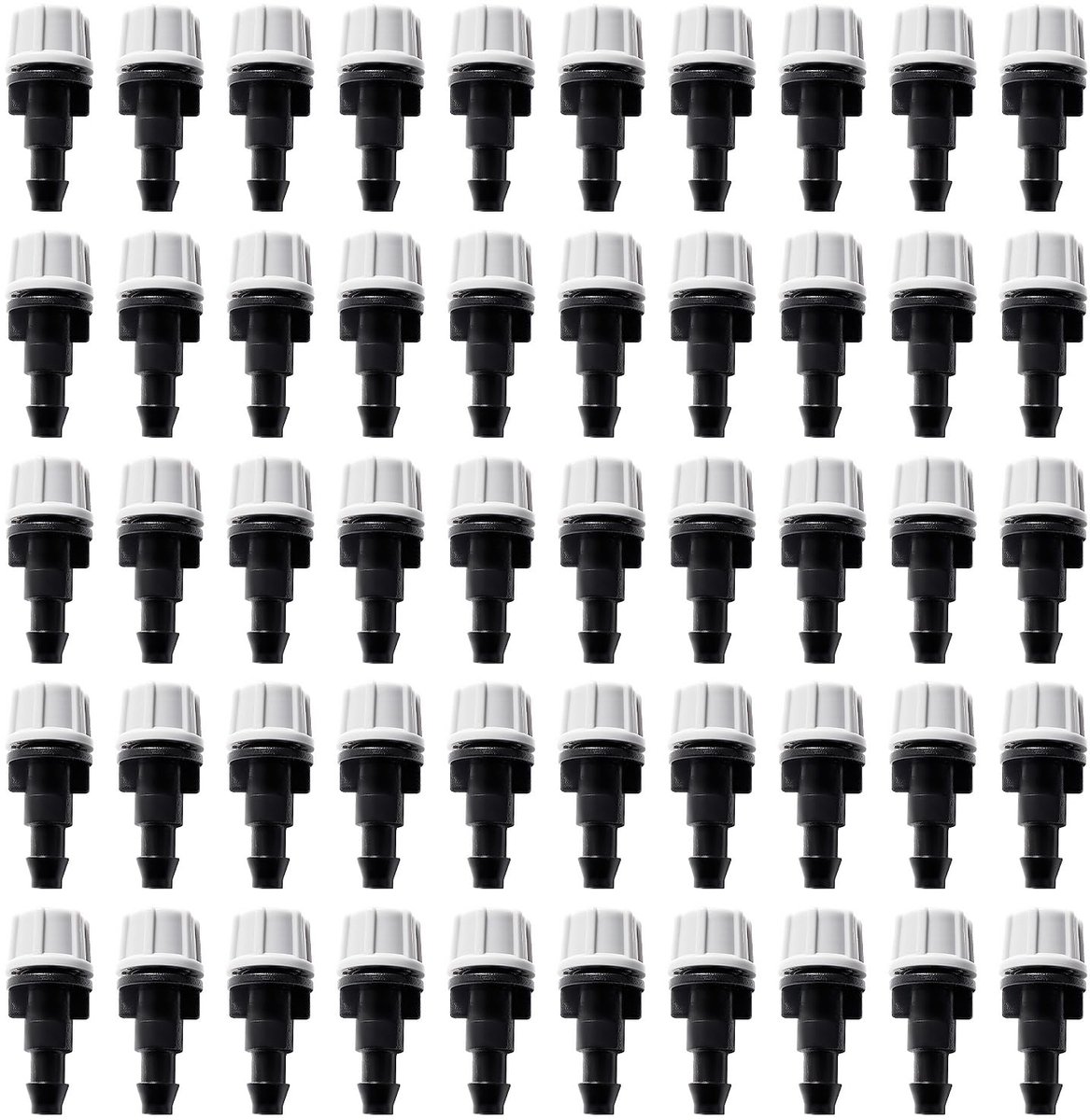 50 Stuks Verstelbare Micro Drupps voor 4/7 mm Druppelslangen, Druppelsysteem Irrigatiesproeier, Waterirrigatie-Emitter, voor Tuin, Gazon, Grijs