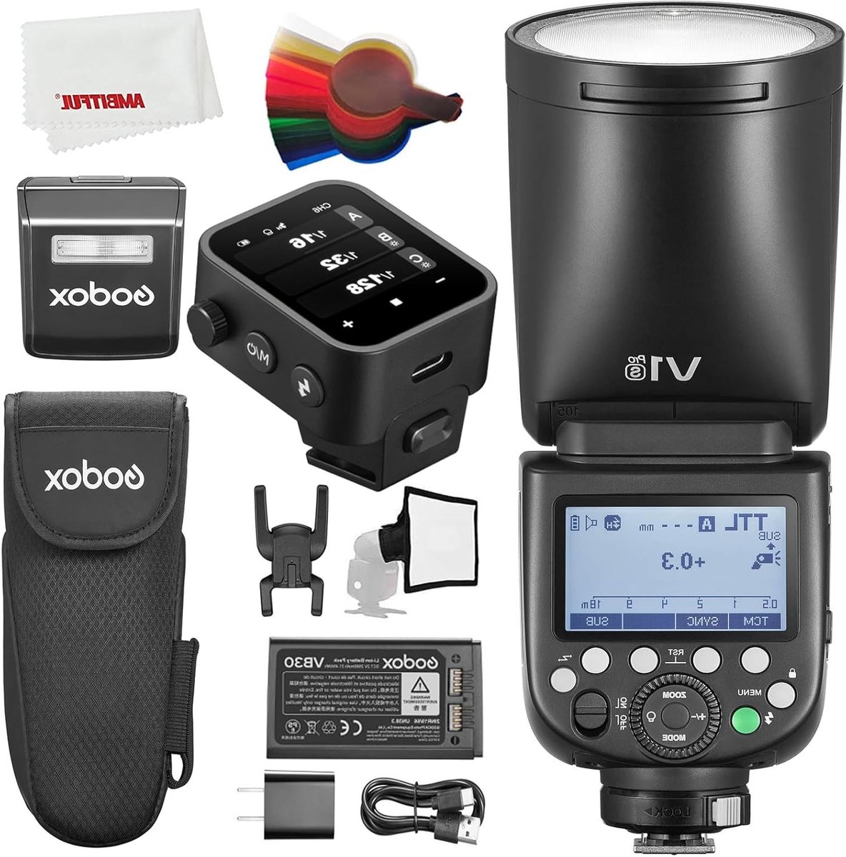 Professionele TTL Flitser met Ronde Kop, 76Ws, HSS 1/8000s en Li-Ion Accu voor Sony Camera's met Draadloze X3S Trigger