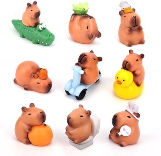 12st Mini-Capibara's van Hars, Kleine Dierenornamenten Miniatuurtuinaccessoires voor Poppenhuistaarttoppers Autodashboard en Feeëntuindecoraties