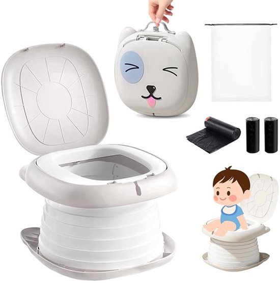 Plaspotje kind - Reisplaspotje voor peuters - Toilettrainer - Trainings toiletbril voor jongens en meisjes - voor kamperen, buiten, binnen - Draagbaar en opvouwbaar - met vuilniszakken