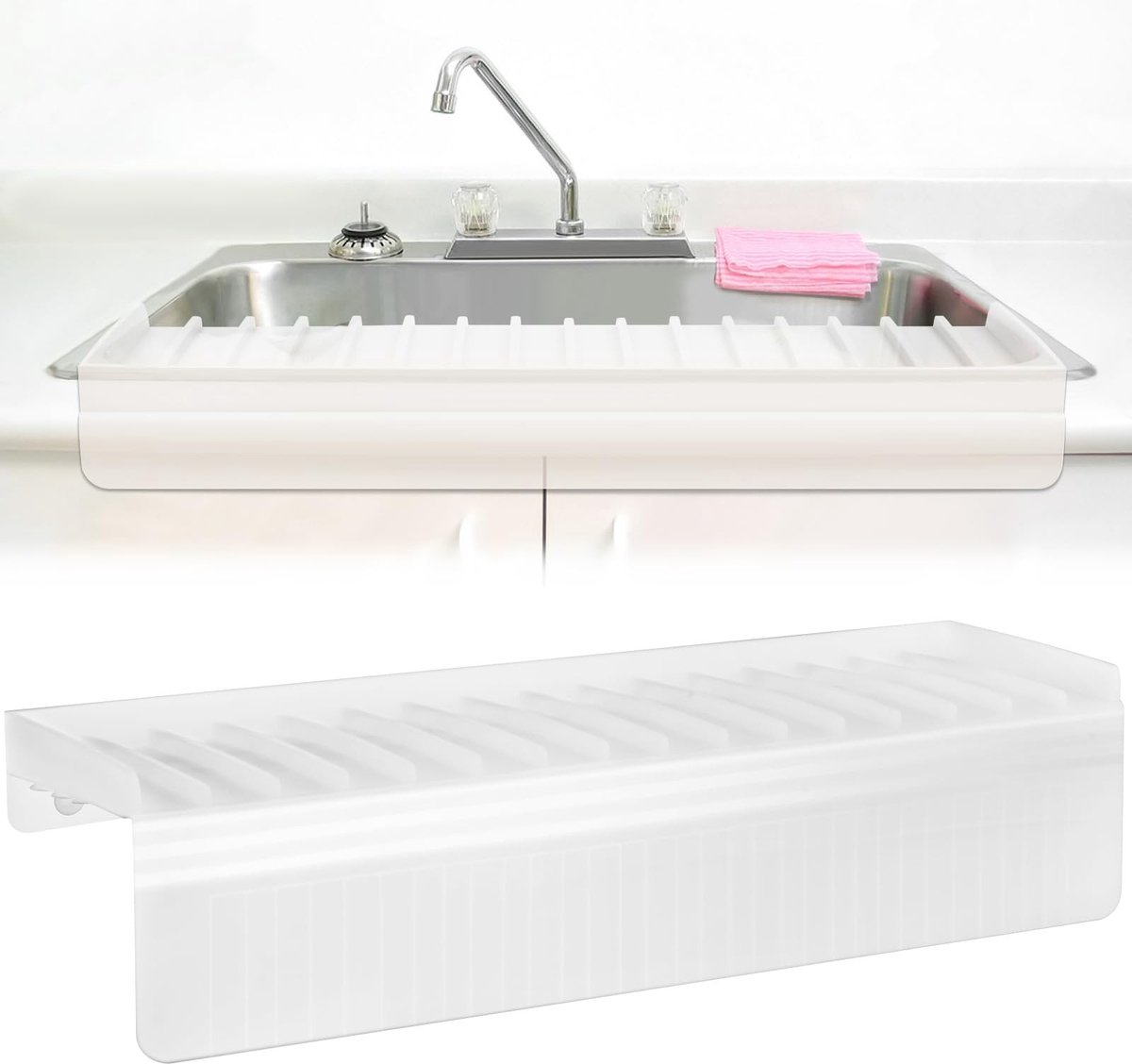 Jhubersproducts - Siliconen Sink Edge Protector - Spatscherm voor Gootsteen - Zwart - Voorkomt Water Spetteren - Geschikt voor Keuken en Badkamer - 35