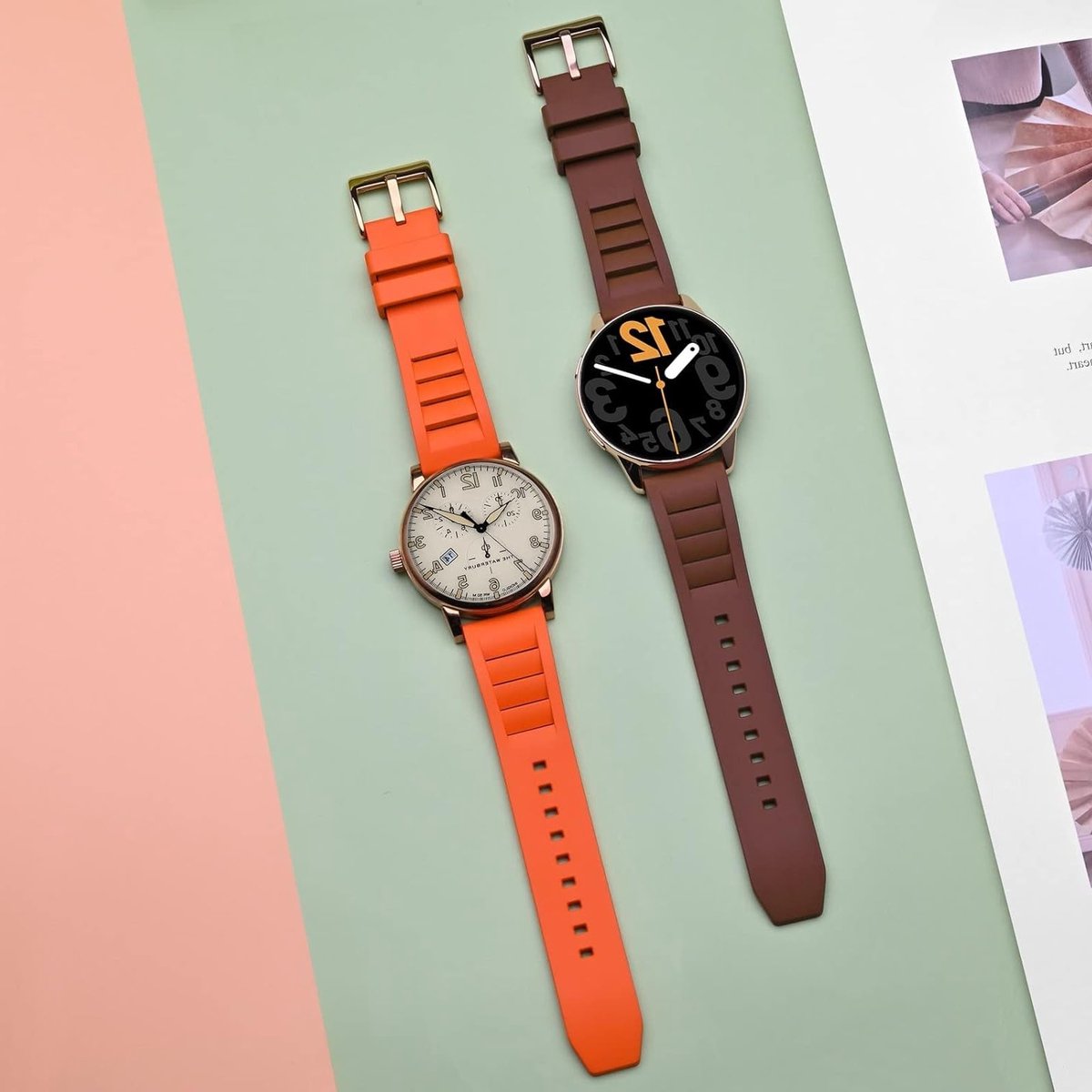 Snelle Release Horlogebanden van Fluororubber 20mm 22mm, Vervangende Horlogestraps met RVS Gesp voor Comfort en Duurzaamheid