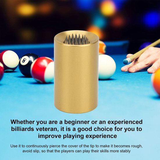 Zeynomax - Billiard Cue Tip Shaper - 2-in-1 Tool - Geel Aluminium - Verbeterde Grip - Voor Pool Kleur - Handig in Gebruik - Geschikt voor Biljartspel van Zeynomax — afbeelding 5
