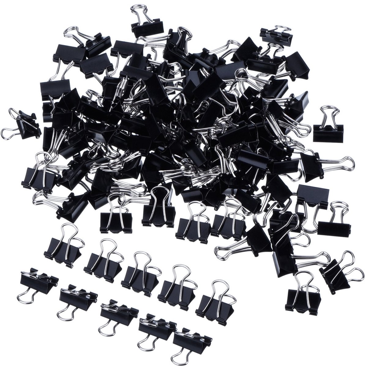 Vlemico - Mini Metal Foldback Klemmen - Documentbeheer - Zwart - Paperclips - 120 Stuks - Ideaal voor Kantoor en Thuis