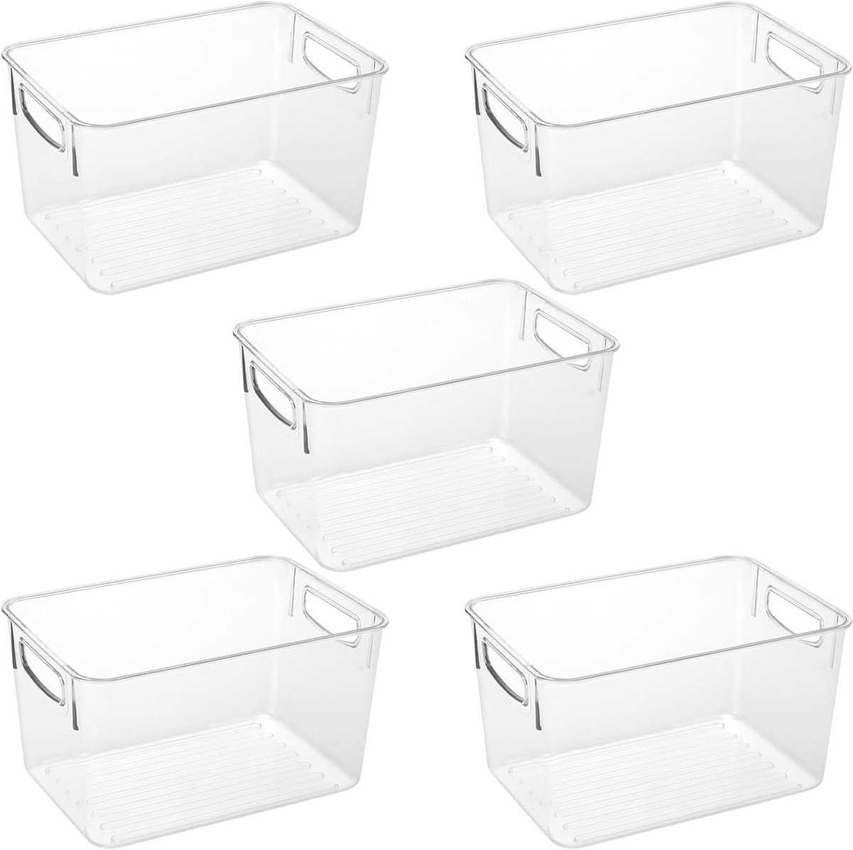 Set van 5 Doorzichtige Koelkast Organizers, Plastic Opslagcontainers voor Voedsel, Fruit, Snacks en Blikjes
