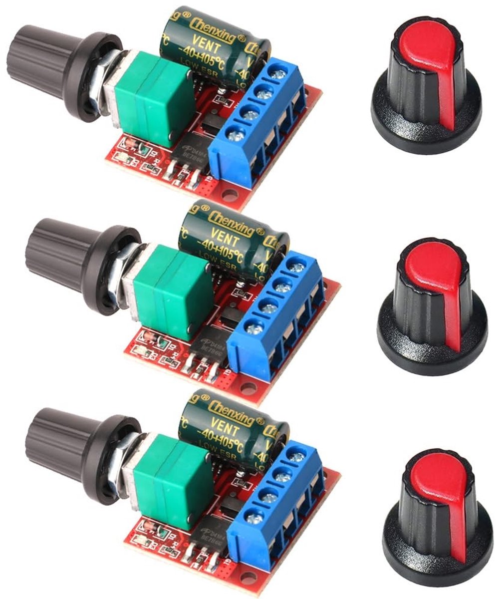 Zeynomax - Mini DC Motor Speed Regulator - Snelheidsregelaar - Compact formaat - Variabele Spanningsregelaar - Ideaal voor hobbyprojecten - 3 Stuks