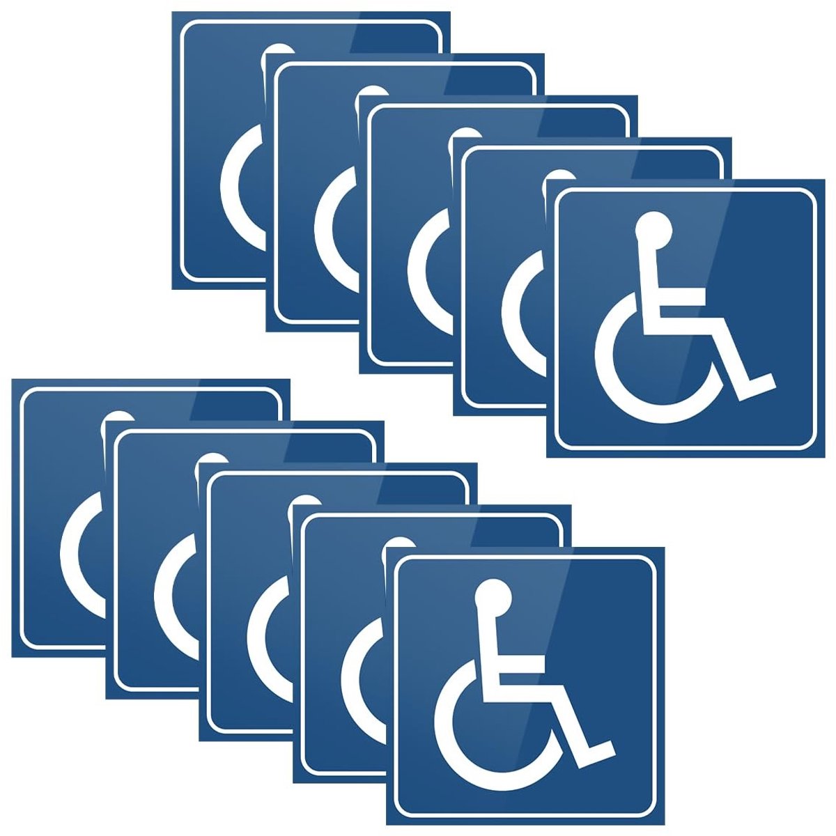 Zeynomax - Auto gehandicaptenstickers - Blauwe rolstoelstickers - Sterk zelfklevend - 10 stuks - Universeel - Voor voertuigen - Geschikt voor gladde..