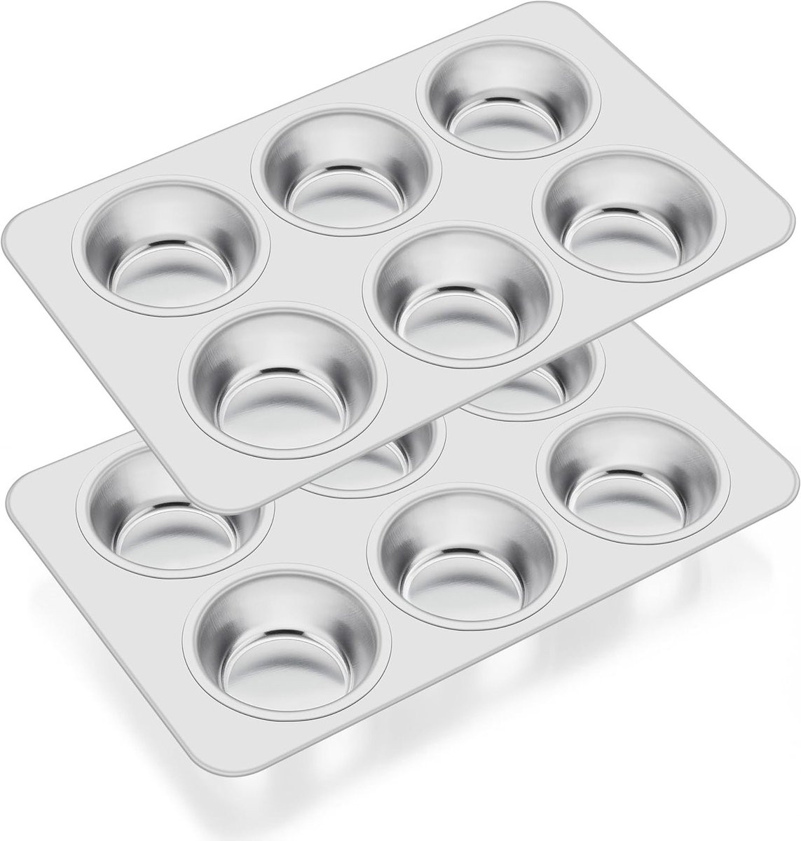 Muffin Bakvormen Set van 2, RVS Muffinplaten voor 12 Muffins, Ideaal voor Cupcakes, Brownies en Pudding, Veilig voor Oven en Vaatwasser