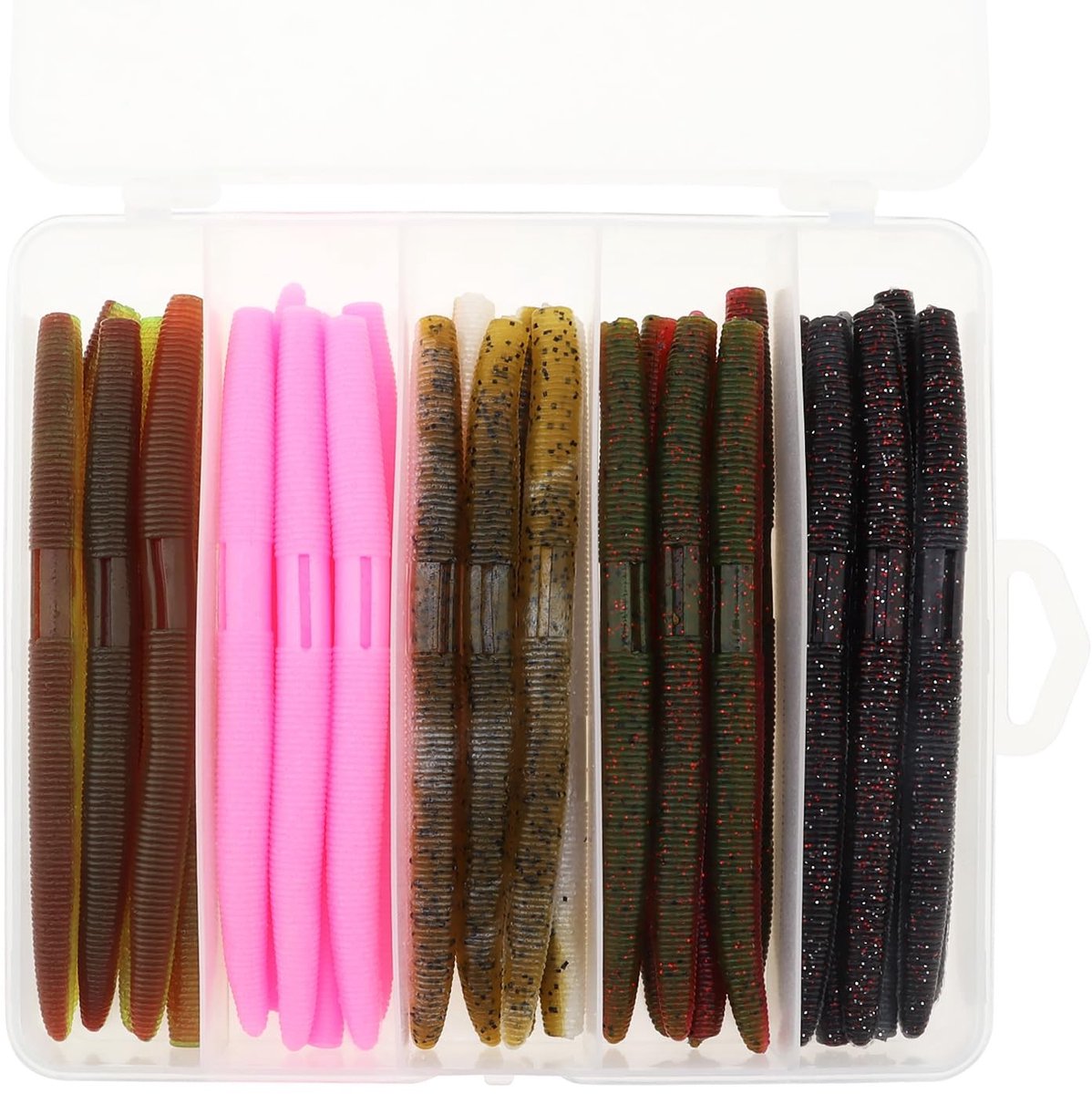 Smoakez - Vissen Lokken - Zacht Plastic Aas - 30 Stuks - Wacky Worm Rig Kit - Geschikt voor Bas en Snoekbaarzen - 13,5 cm