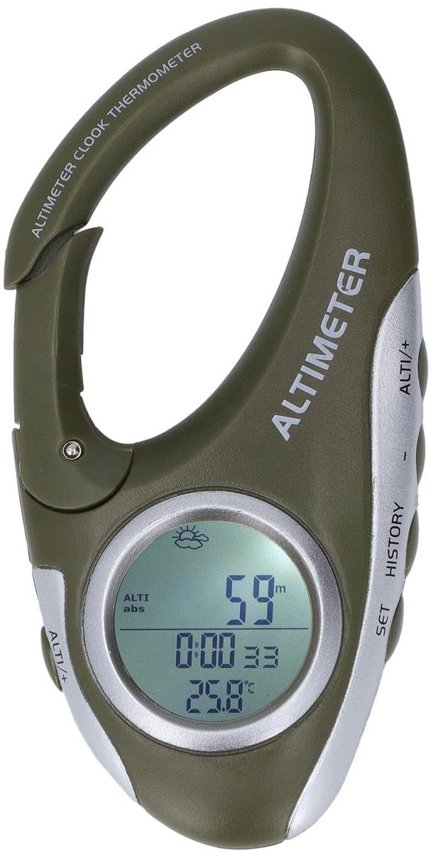 Smoakez - Barometer - Hoogtemeter - Draagbaar formaat - Thermometer - Voor klim- en buitensporten - Metrische hoogtemonitor - Achtergrondverlichting