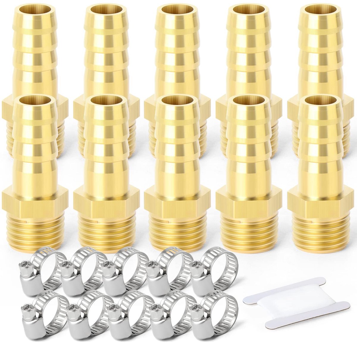 Smoakez - 10mm OD Barb - Koper Slangconnectoren - Duurzaam en Betrouwbaar - 10 Stuks - Universele Aansluitingen - Geschikt voor Tuin en Doe-Het-Zel...