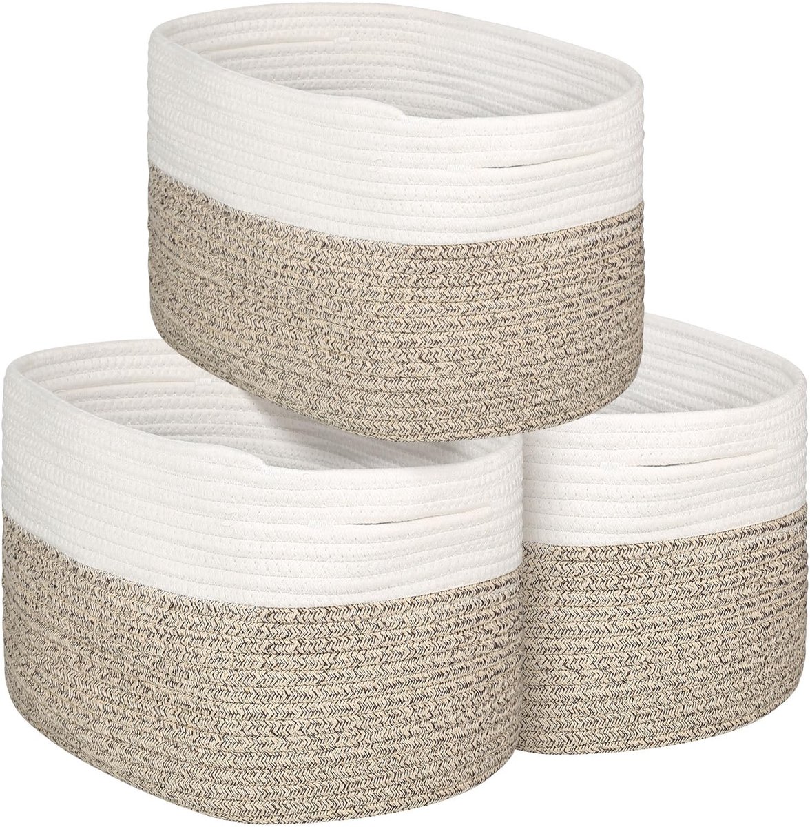 Livia home - Opbergmanden - Set van 3 - Hoogwaardige katoen - Mix kleuren - Vouwbaar - Perfect voor elke ruimte - 36 x 25 x 22 cm