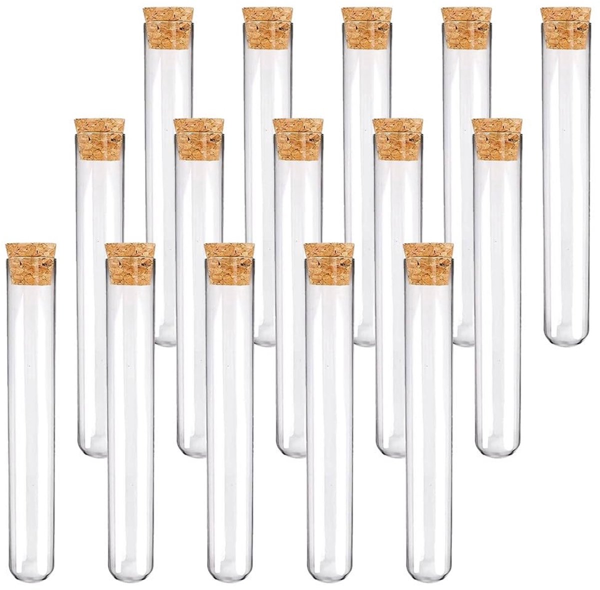 longziming - Set Van 15 Transparante Reageerbuisjes Met Kurk - Kunststof Testbuizen - 12x75mm Voor DIY, Laboratorium En Decoratie