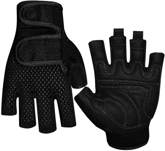 Fitnesshandschoenen voor mannen en vrouwen, trainingshandschoenen voor de sportschool, krachttraining, gewichtheffen, roeien en fietsen, Zwart,M