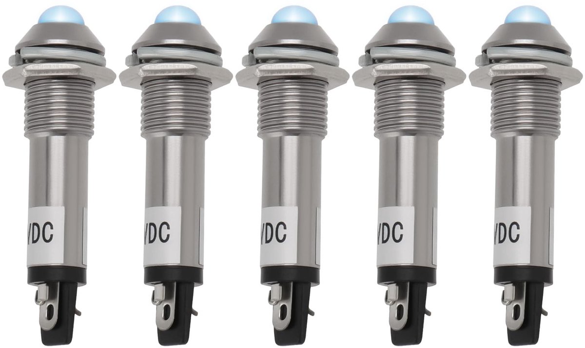 Dailygoods - 5PCS LED Indicator Light - Blauw - 12VDC - Signaal Lamp - Geschikt voor Automobiel - DIY Projecten