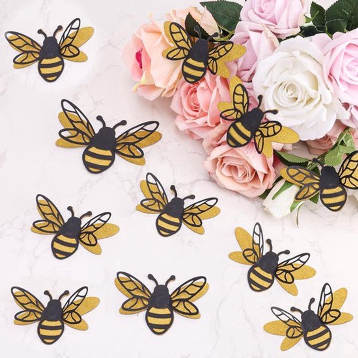 24st 3D Bijenstickers 2 Maten Bijenornamenten Honingbij 3D-Stickers Bijenfeest Wanddecoratie Knutselen Honingbij Muurstickers Perfecte Decoraties voor Thuis Ramen Feesten
