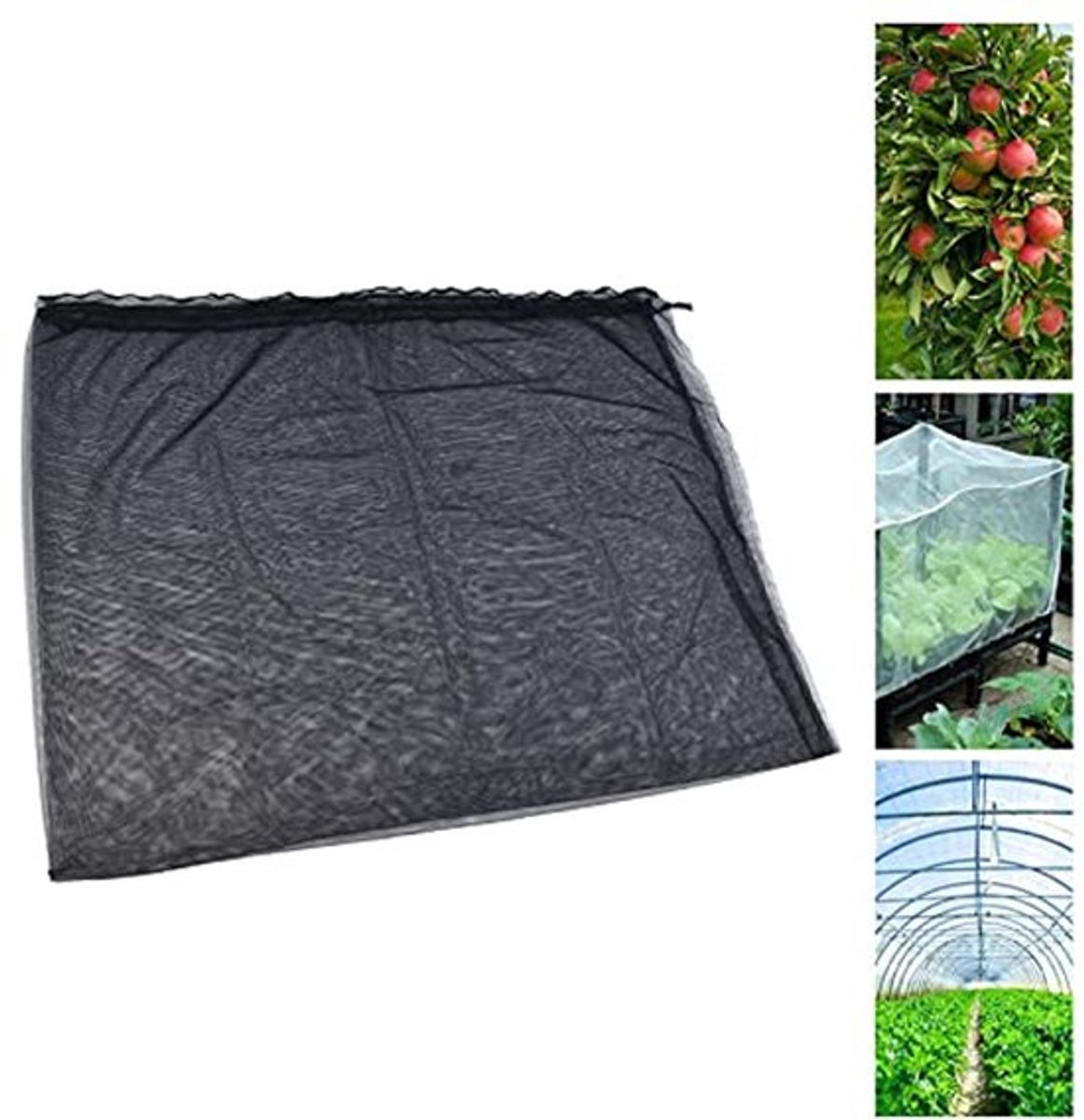 Plant Beschermnet, Mesh Ontwerp Fruitboom Netzak 4.9x3.3ft voor Groenten voor Planten voor Bloemen voor Fruit (Zwart)