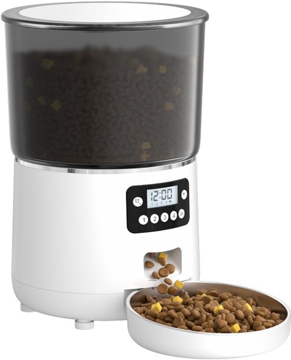 Dailygoods - Automatische Kattenvoer Dispenser - Programmeerbare Voeder Machine - 4 Liter - Voeding voor Katten - Eenvoudig in gebruik - Geschikt voor