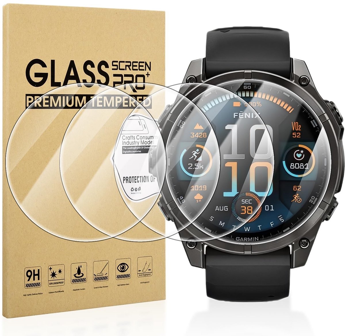 Dailygoods - Schermbeschermer - Garmin Fenix 8 - Krasbestendig - 47 mm - HD - Perfecte pasvorm - Geschikt voor Garmin Fenix 8 47 mm - Kleurloos