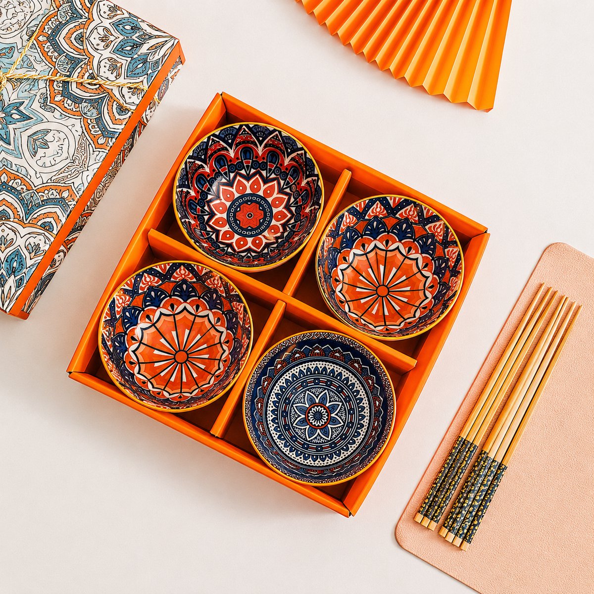 Snackschalen 4-delig – tapas schaaltjes – 225 ml – Luxe Geschenkset - Vuurglans