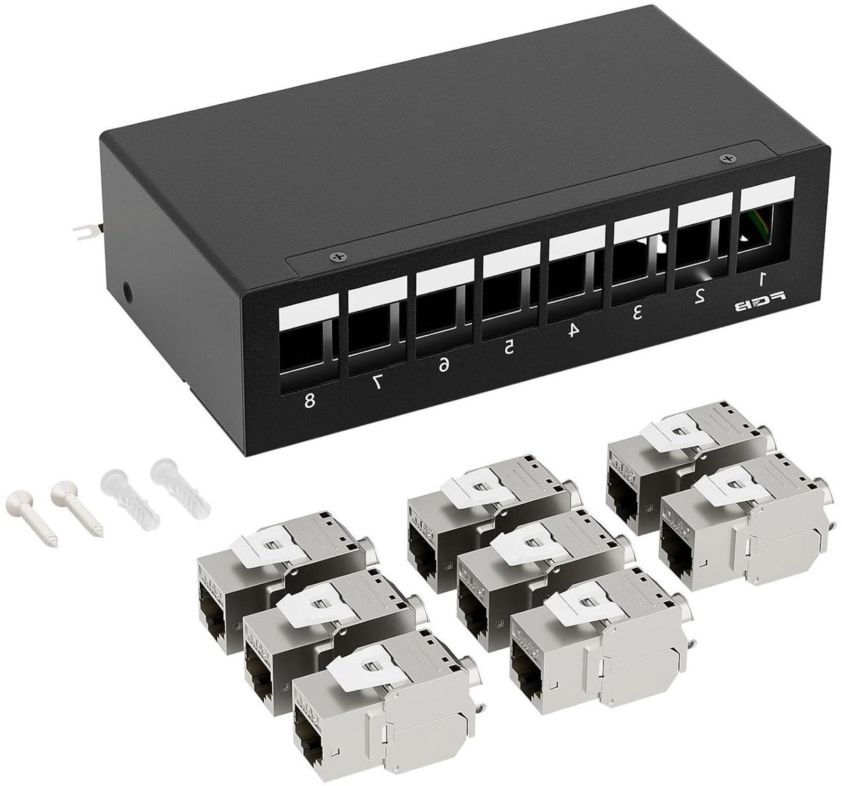 Netwerk Patchpaneel - Verdelerveld RJ45 - Netwerk Installatie - 10 Gbps Snelheid - 8 Poorten - Zilver
