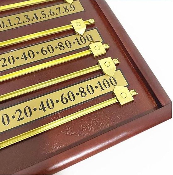Houten scorebord - Biljart houder - Wedstrijd bijhouden - Koperen loopwiel - 70 x 35 cm - Houtkleur van houten — afbeelding 3