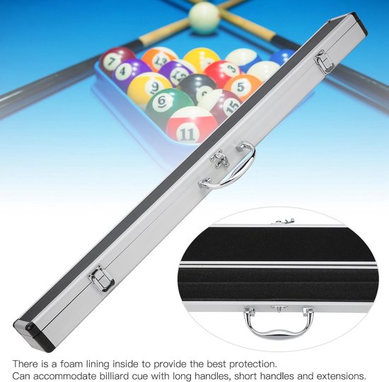 Snooker Keu Etui - Biljart Koffer - Veilig Keu Vervoer - Schuimvoering Bescherming - 81 cm - Zwart — afbeelding 3