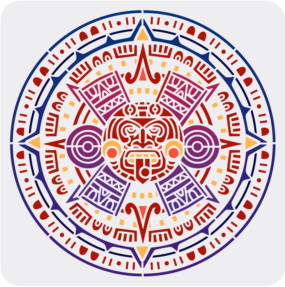 Store_8 - Azteekse kalendersjabloon - Herbruikbare stencil - 30 x 30 cm - Maya-embleem - Voor schilderen op hout - Creatieve kunstprojecten