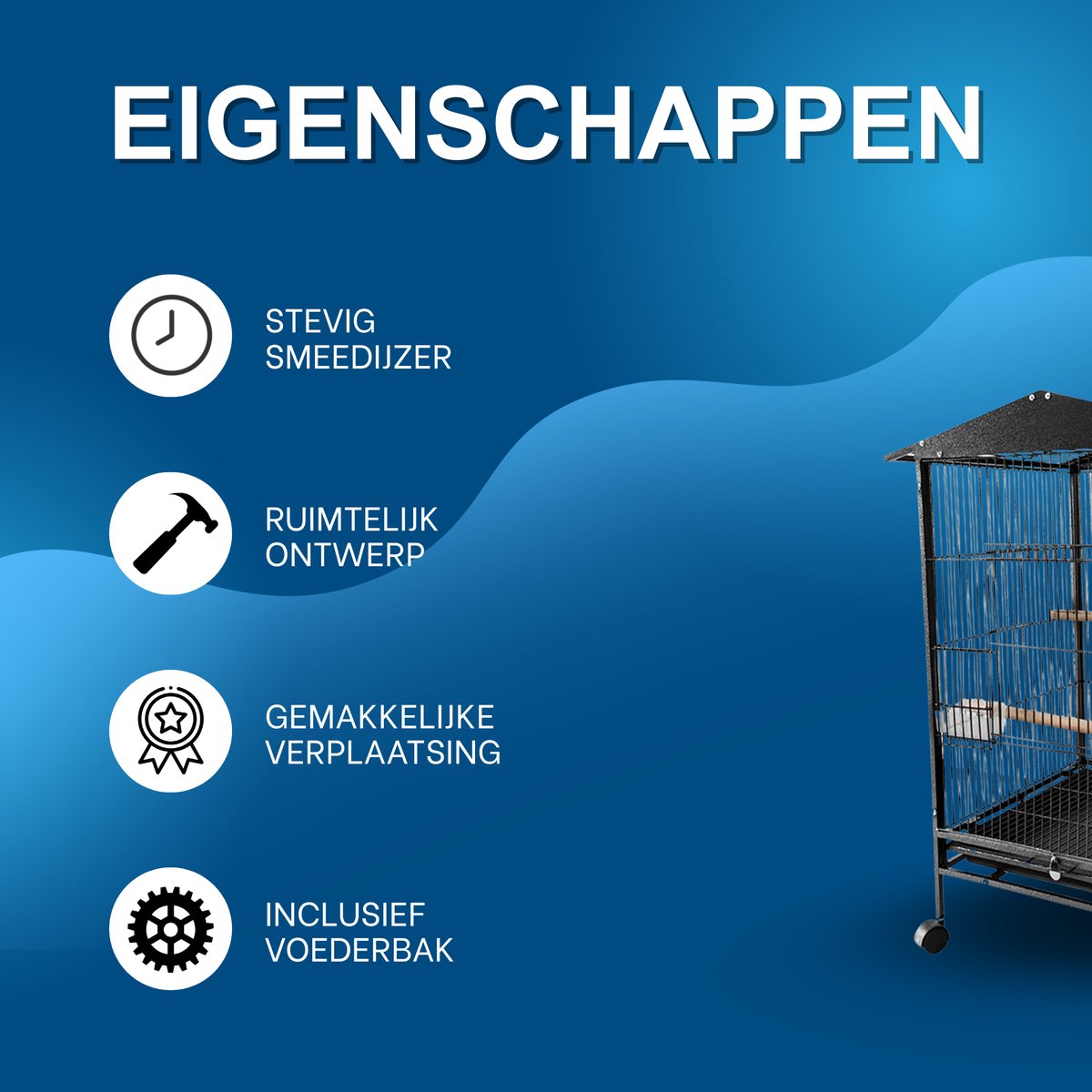 Happiq Vogelkooi 33 Inch Papegaaienkooi thumbnail 3