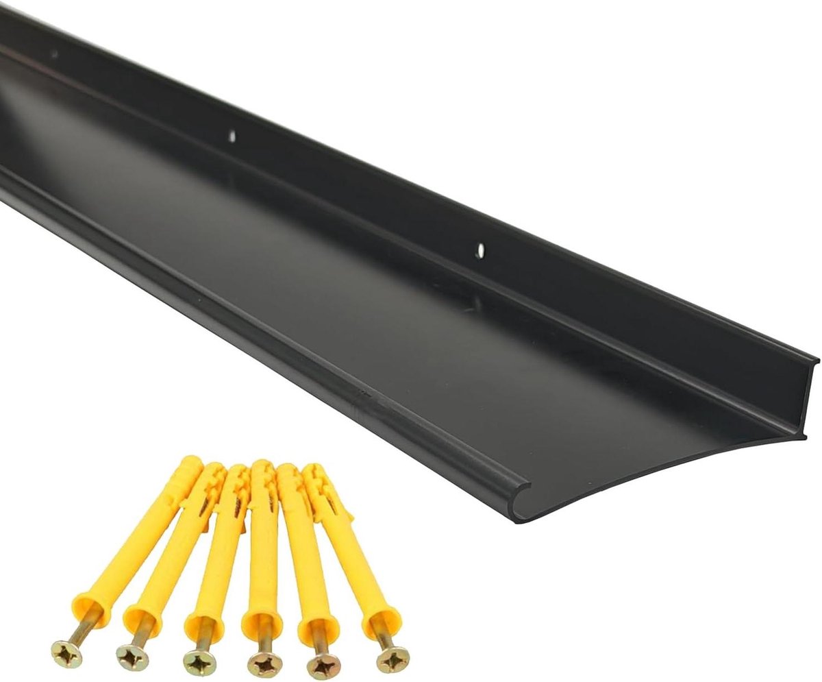 Regen Drip Cap - Regenbeschermer Deur - Buitendeur Beschermen - Geanodiseerd Aluminium - 110cm Lengte - Zwart