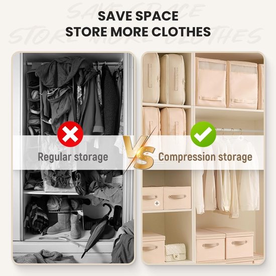 Ruimtebesparende Organizer - Opbergtas Dekbed - Efficiënt Opbergen - 3-laags Compressie - XL 50cm - Beige van Merkloos — afbeelding 2