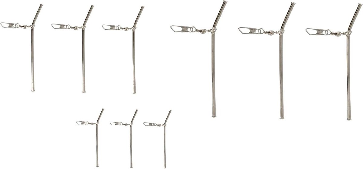 Vislijn Stabilisator Set - Anti-knoop Touw - Karper Vissen - Gebogen Stabiele Constructie - Mix 7 10 20cm - Zilver Metaal