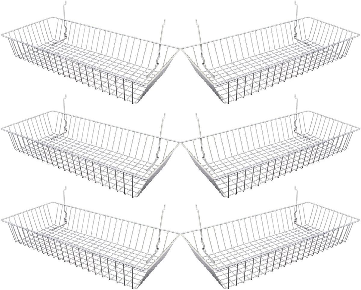 Ondiepe mand - Opbergbak - Ruimte organiseren - Kwaliteit productie - 6 stuks 61 cm - Wit