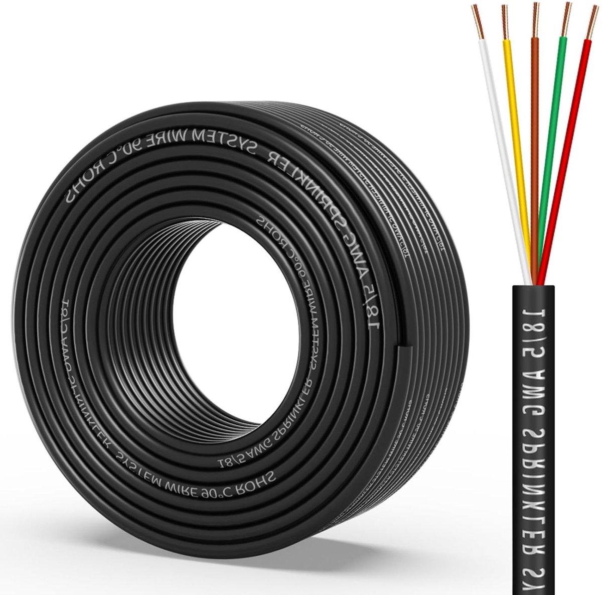 Tuinkabel - Irigeerkabel - Ondergrondse systemen - 5 massieve koperen geleiders - 305 meter - Zwart