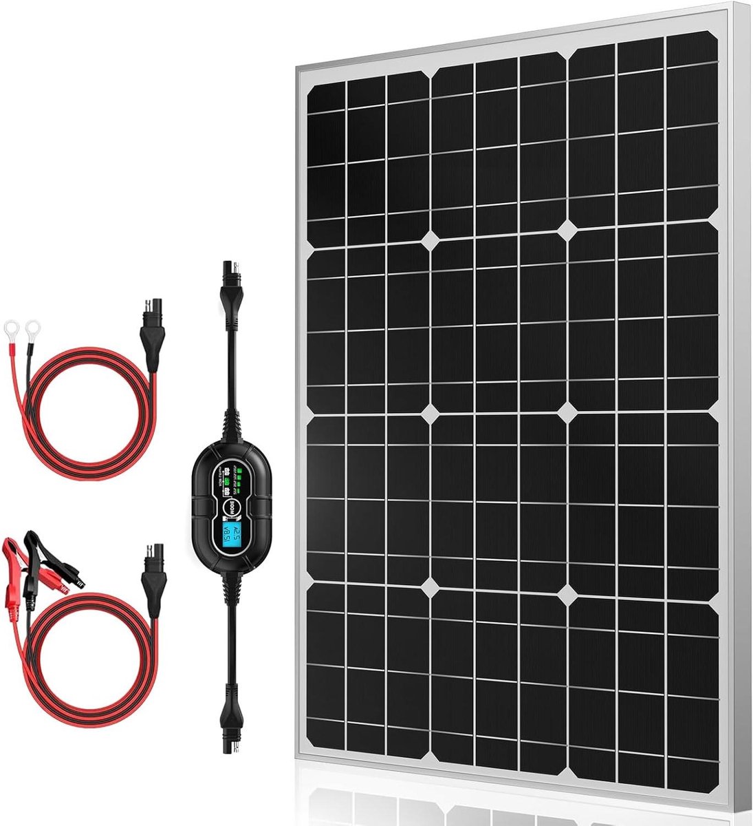 Zonnepaneel Kit - Druppellader Onderhouder - Batterij Opladen - Ultra-Slim MPPT Technologie - 50 Watt - Zwart