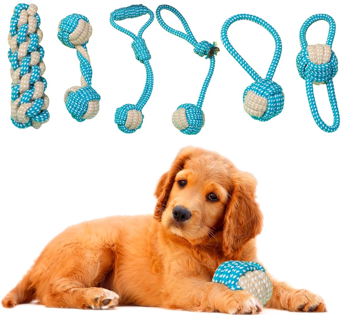 VT Goods - Hondenspeelgoed - Kauwspeelgoed voor Puppy’s - Duurzaam Touwspeelgoed - Blauw - Interactief Hondenspeelgoed - Geschikt voor Kleine Honden..