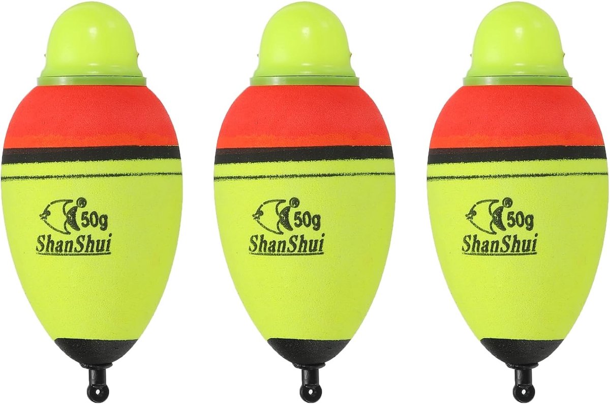 Illuminated Fish Sliding Floats - 3 Pack EVA Green Red LED Light Up Fishing Float voor Nachtvissen - Geel - Vissen - Accessoires