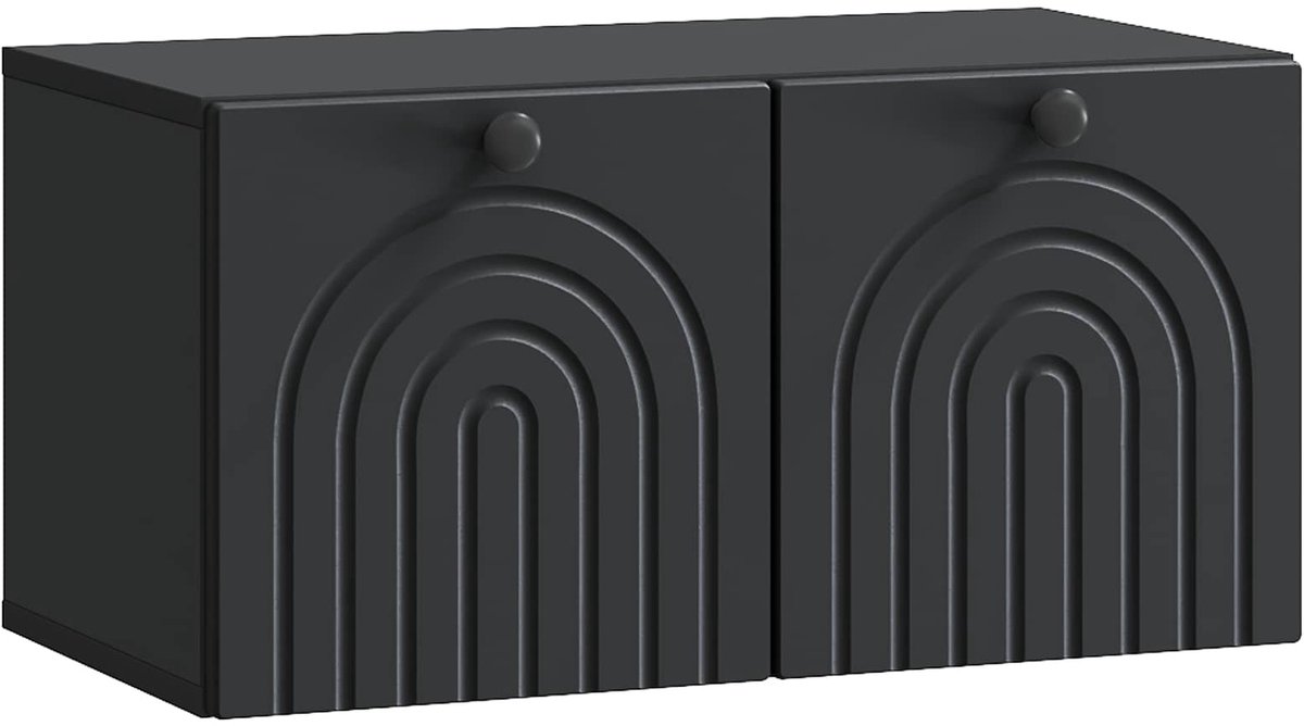 vidaXL - Wandmontage - TV-kast - Zwart - 59,5 - x - 31 - x - 30 - cm - Bewerkt - hout